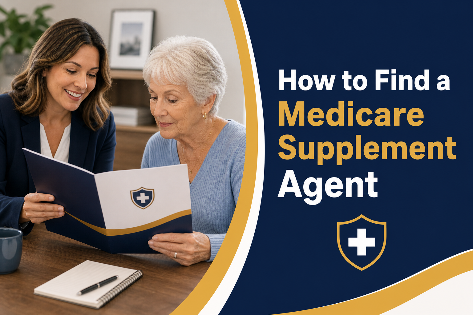 Senior woman reviewing Medicare Supplement coverage with a licensed agent