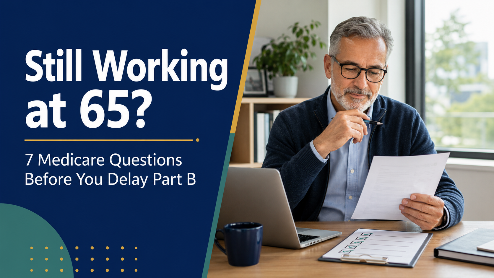 Professional nearing age 65 reviewing employer coverage before delaying Medicare Part B.