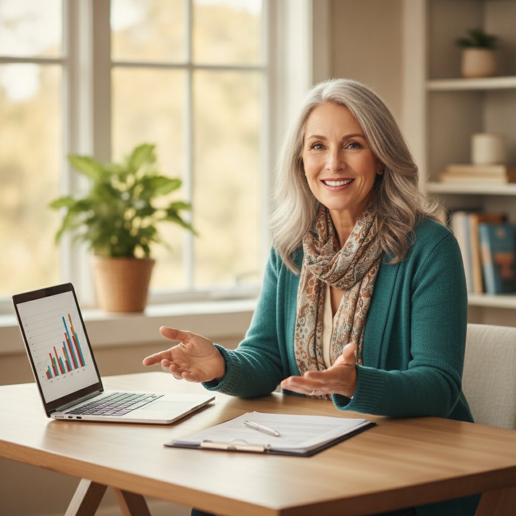 Professional independent insurance agent Mack Hales explaining short-term medical options on a laptop.